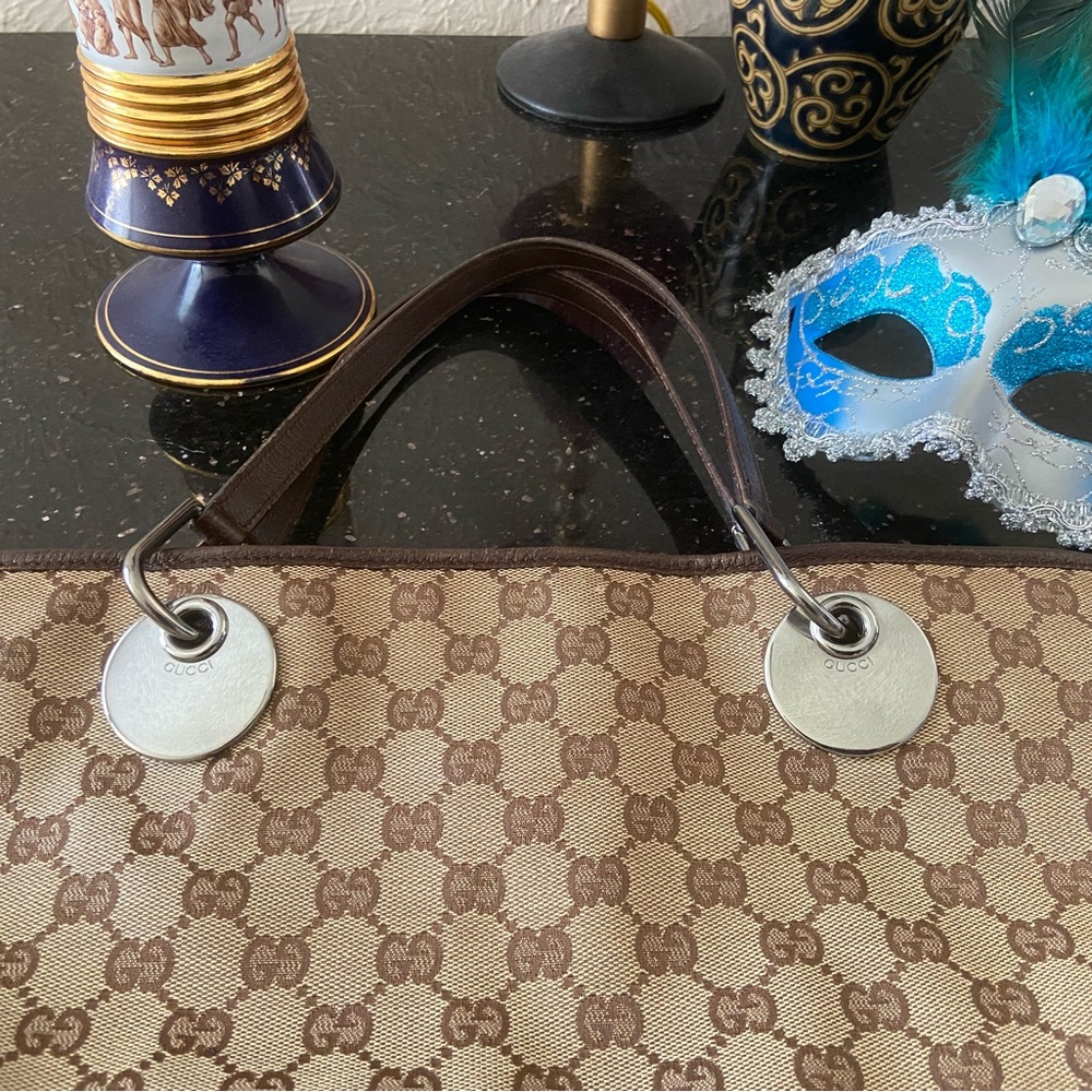 Gucci GUC Brown GG Eclipse Canvas Tote - Picture 13 of 14